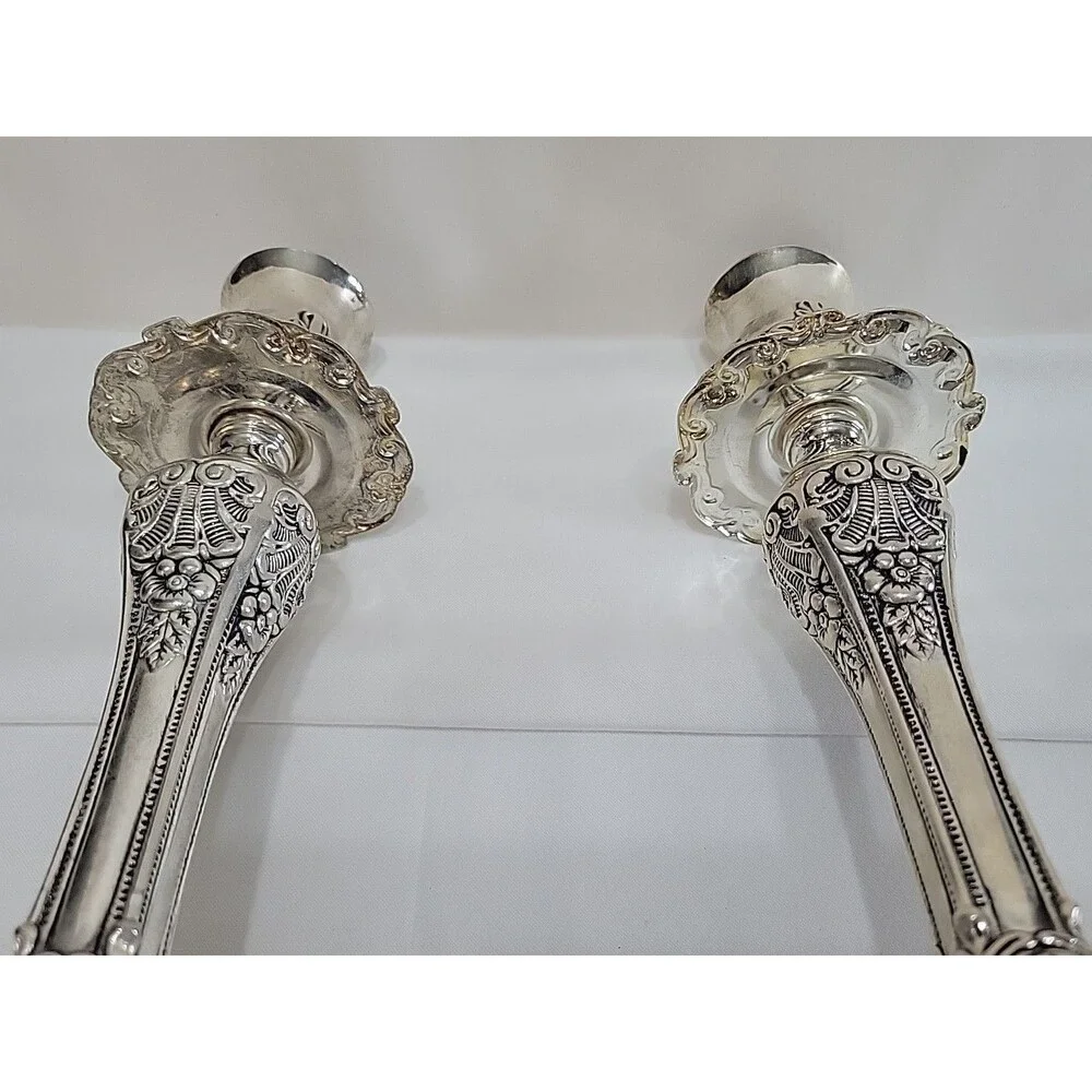 2 Vintage Godinger BAROQUE Style Ornate Silver-Plated 11.5